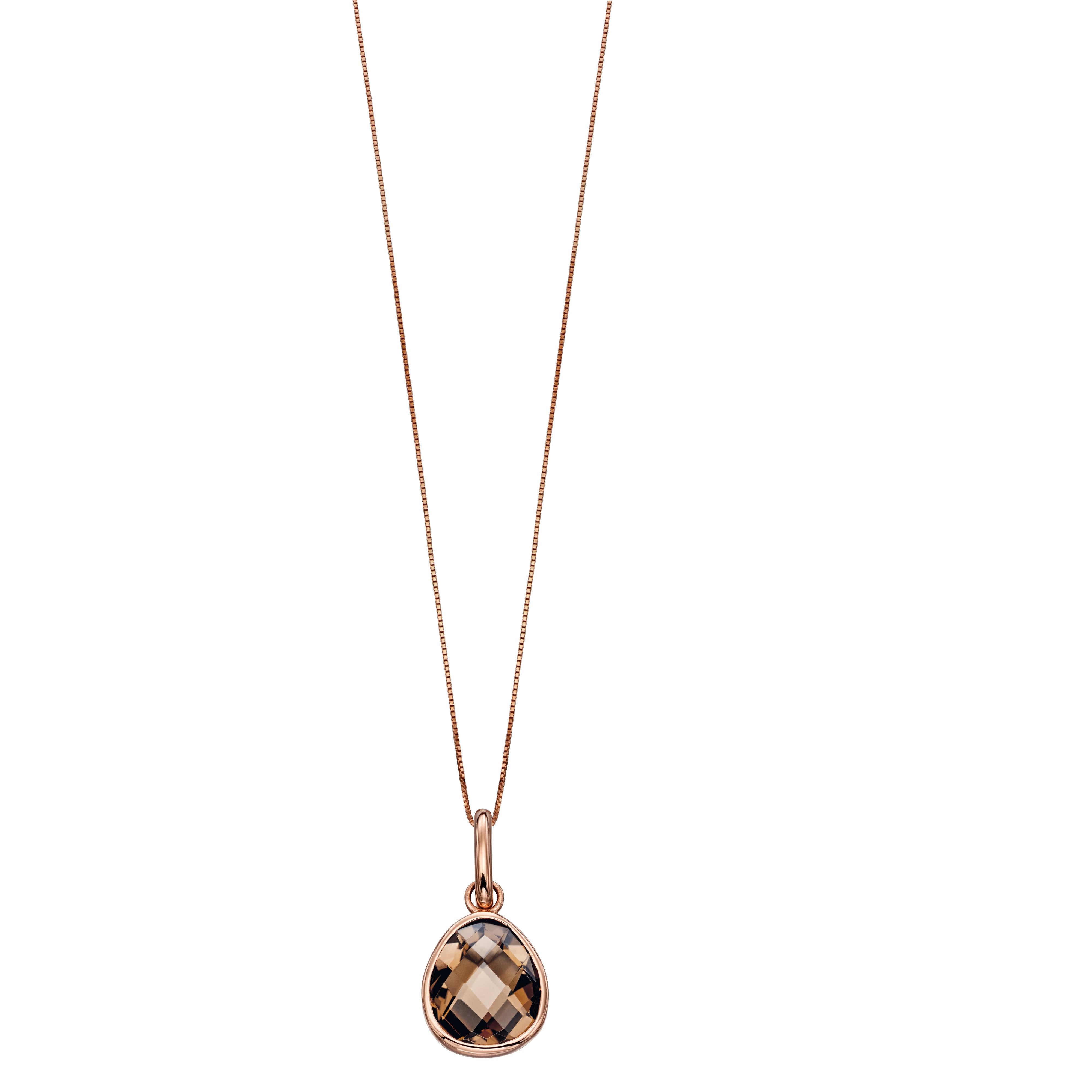 9ct Rose Gold Faceted Smoky Quartz Pendant