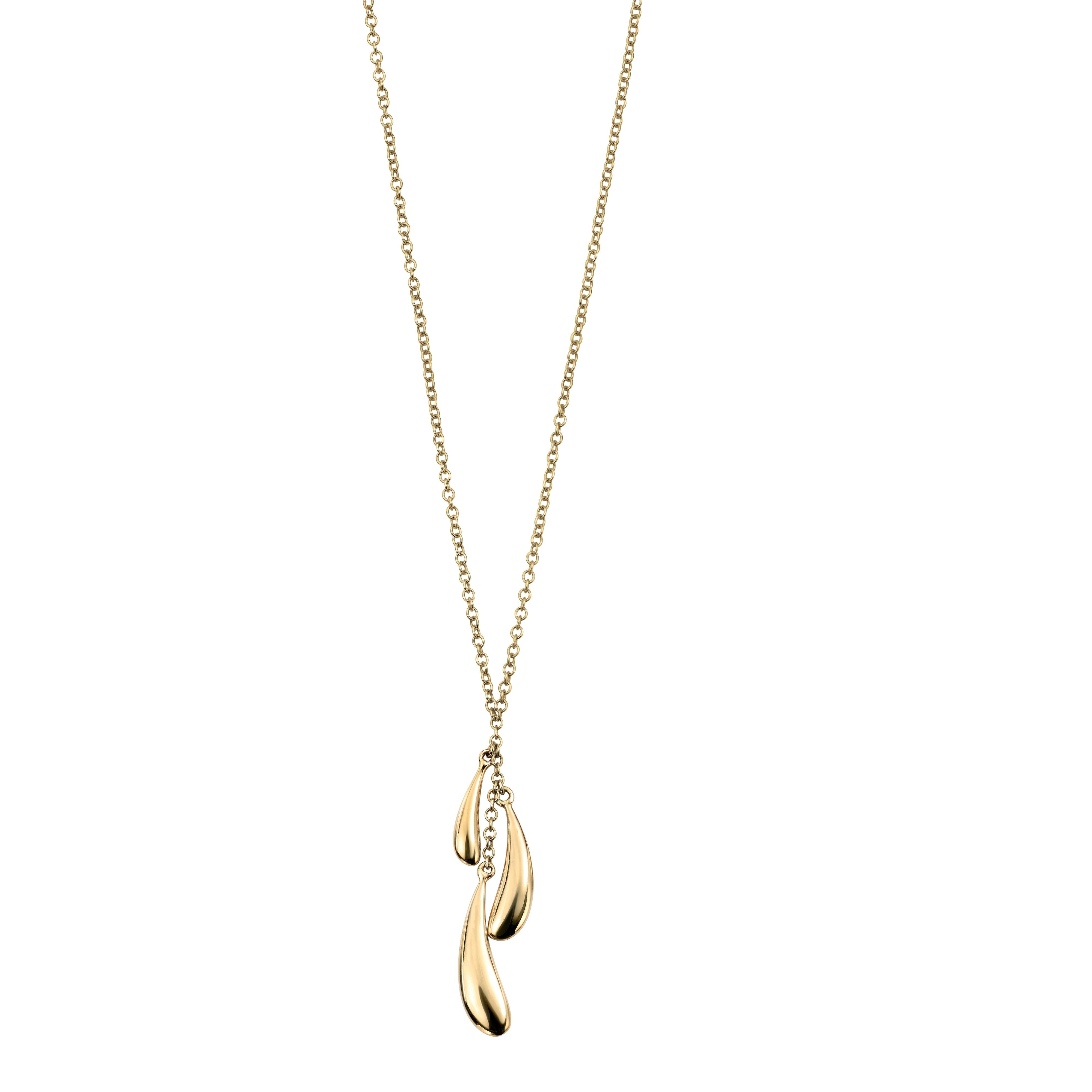 9ct Yellow Gold Triple Drop Pendant & Chain