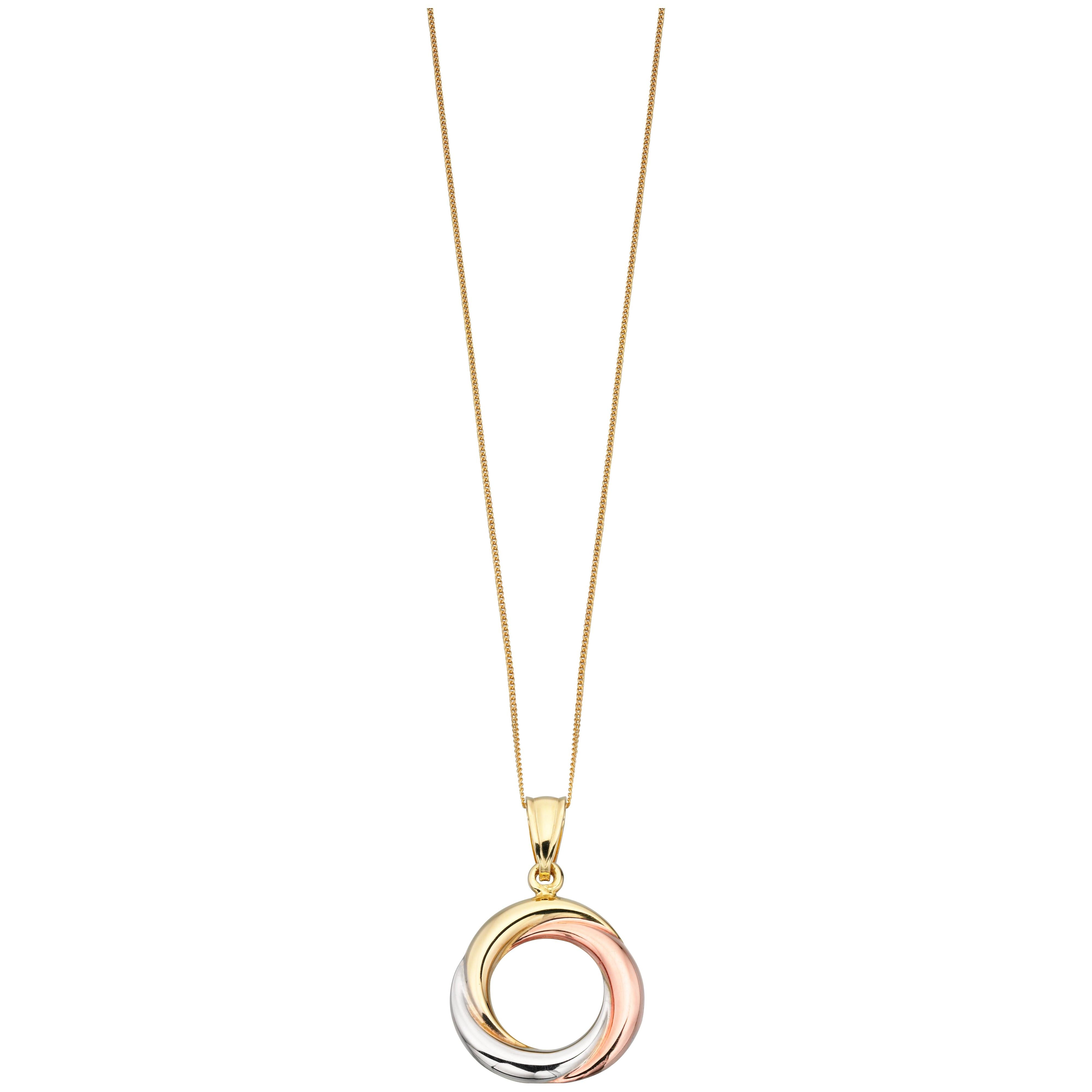 9ct rose, white and yellow gold Circle Pendant