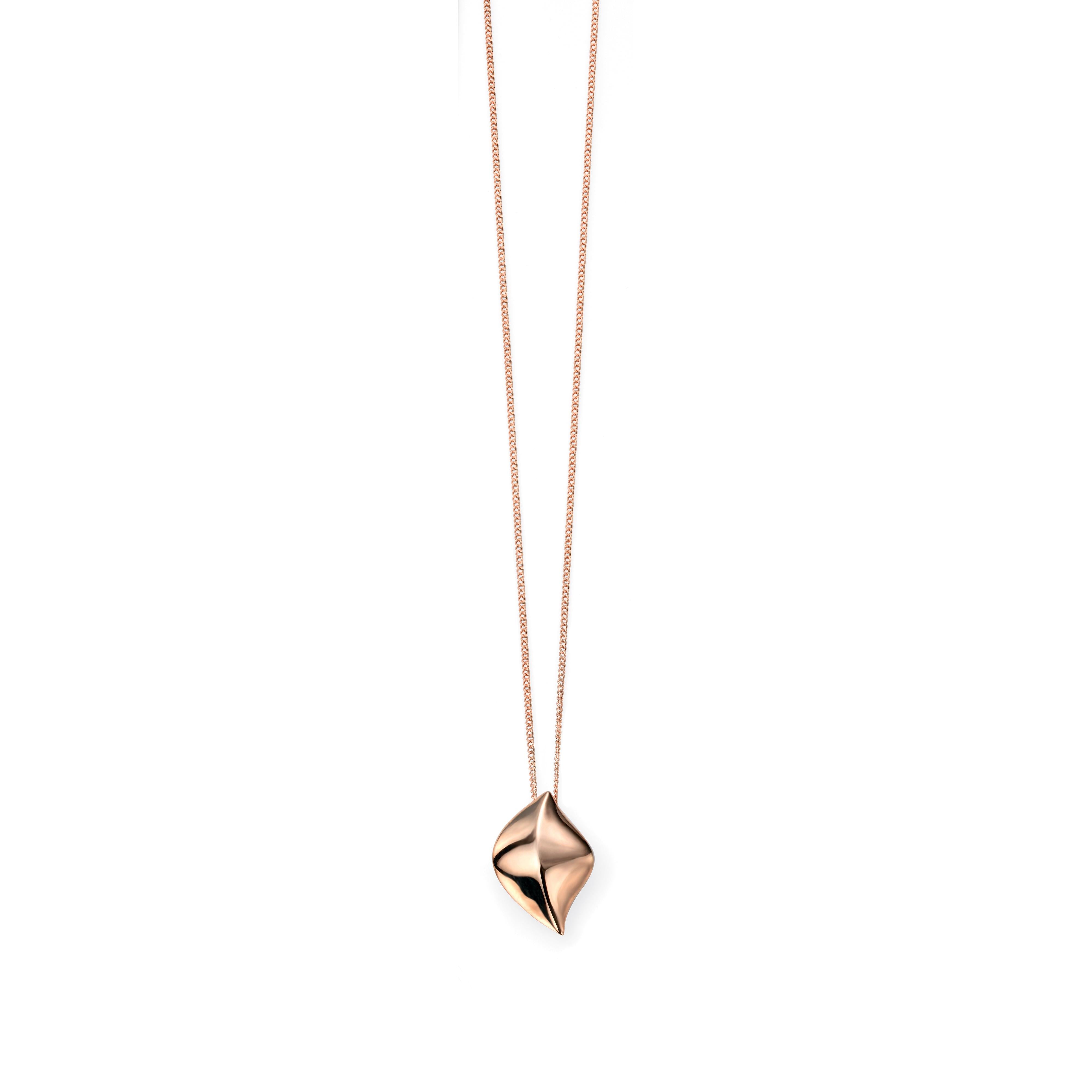 9ct Rose Gold Plain Leaf Pendant
