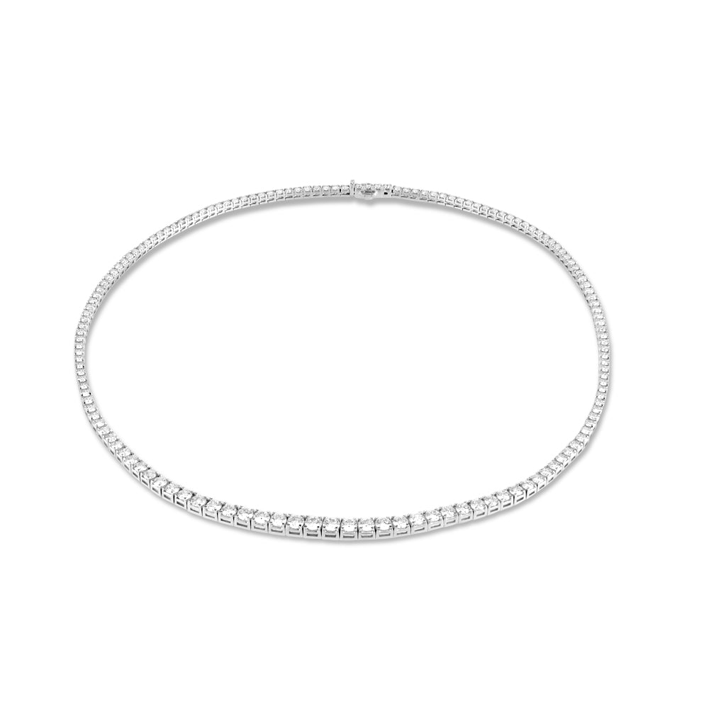 18ct White Gold Round Brilliant Cut Diamond Set Riviere Necklet