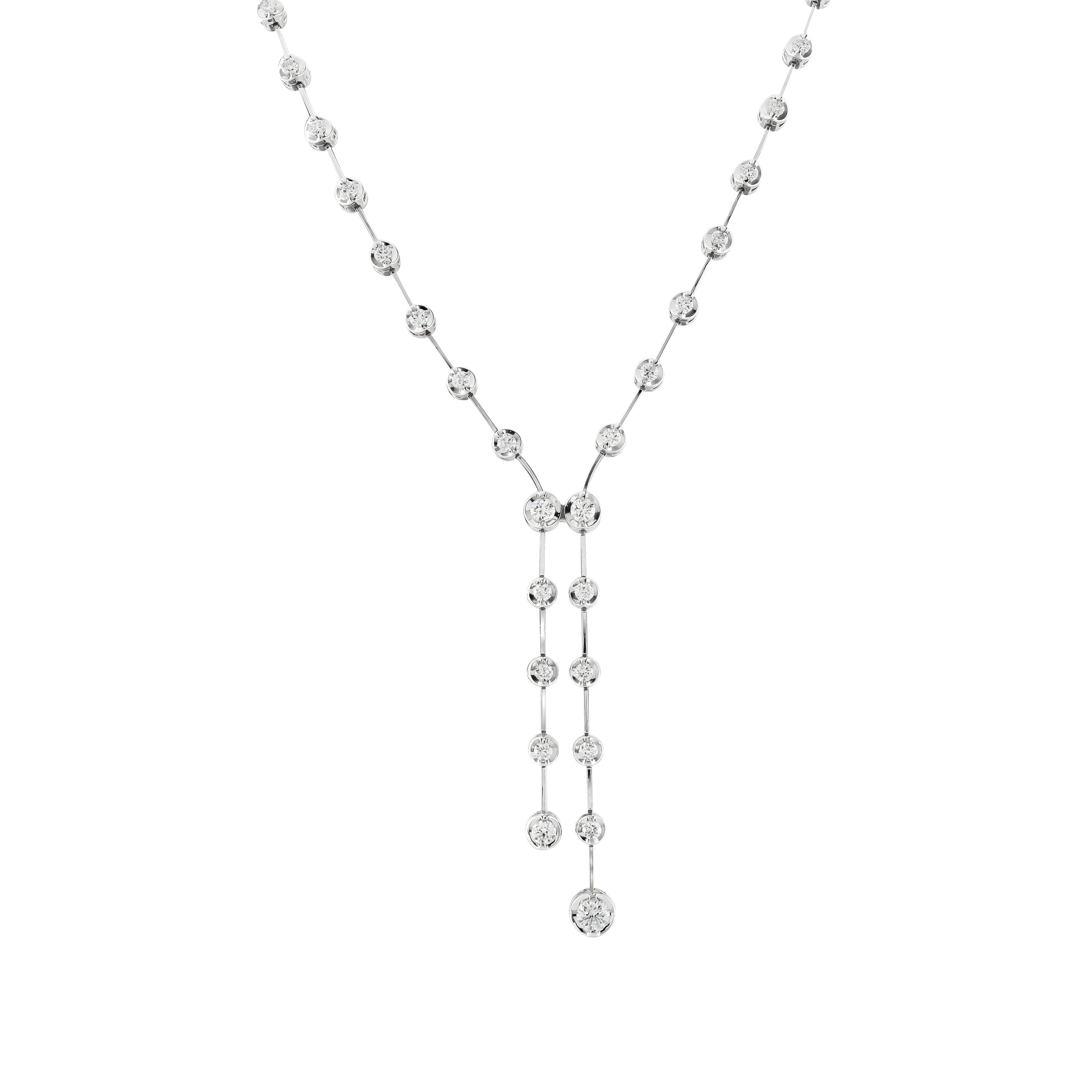 18ct White Gold Round Brilliant Cut Diamond Set Drop Collar