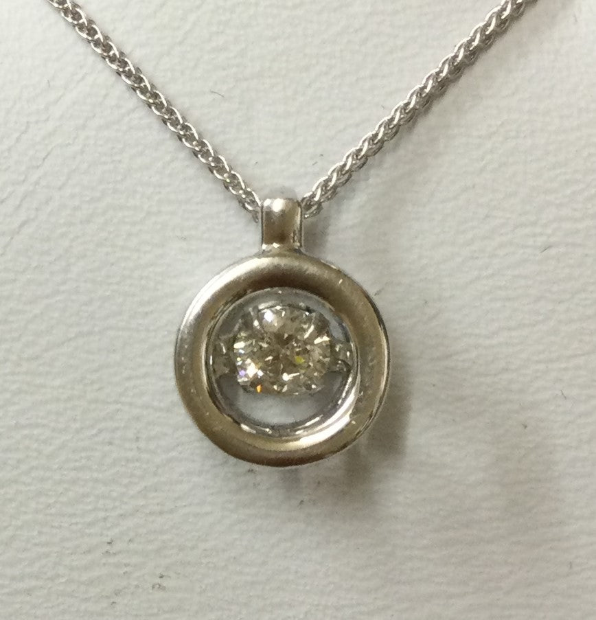 18ct White Gold 1dia Circ Pend + Chn