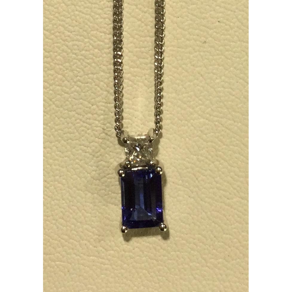 18ct White Gold Rct Tanz/1dia N Ch