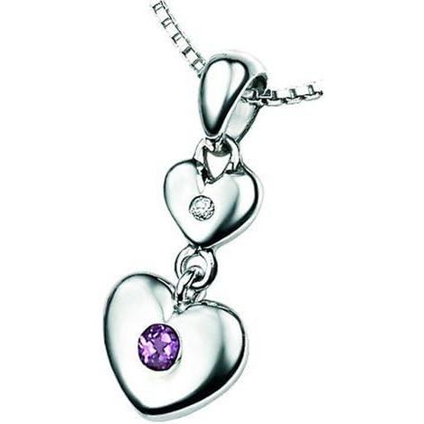Silver Amethyst birthstone heart pendant