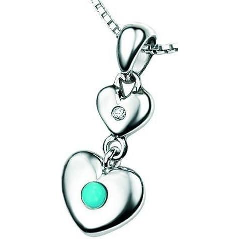 Silver Turquoise birthstone heart pendant