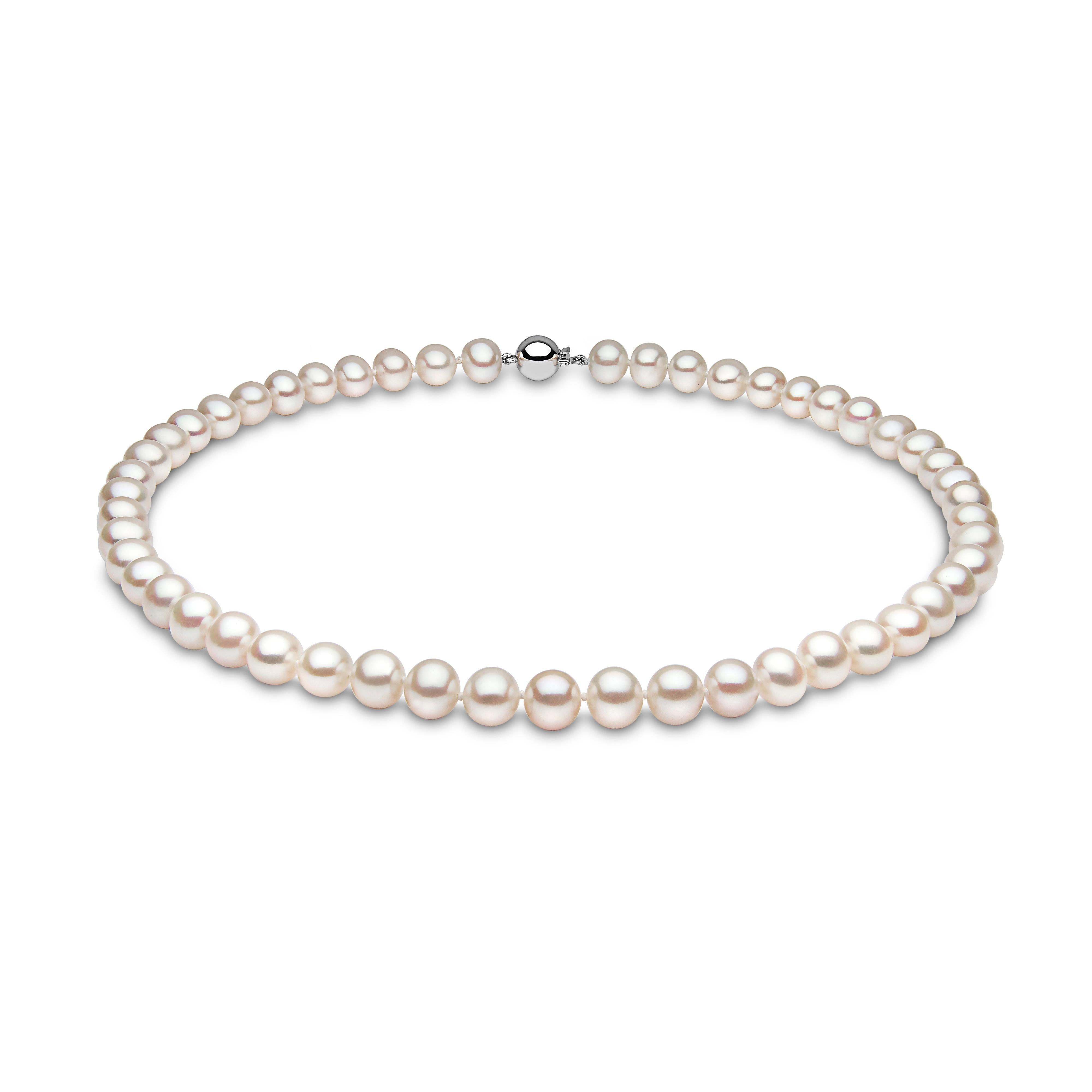 8.0-8.5mm Cultured Freshwater Pearl Necklace with 9ct White Gold Ball Clasp