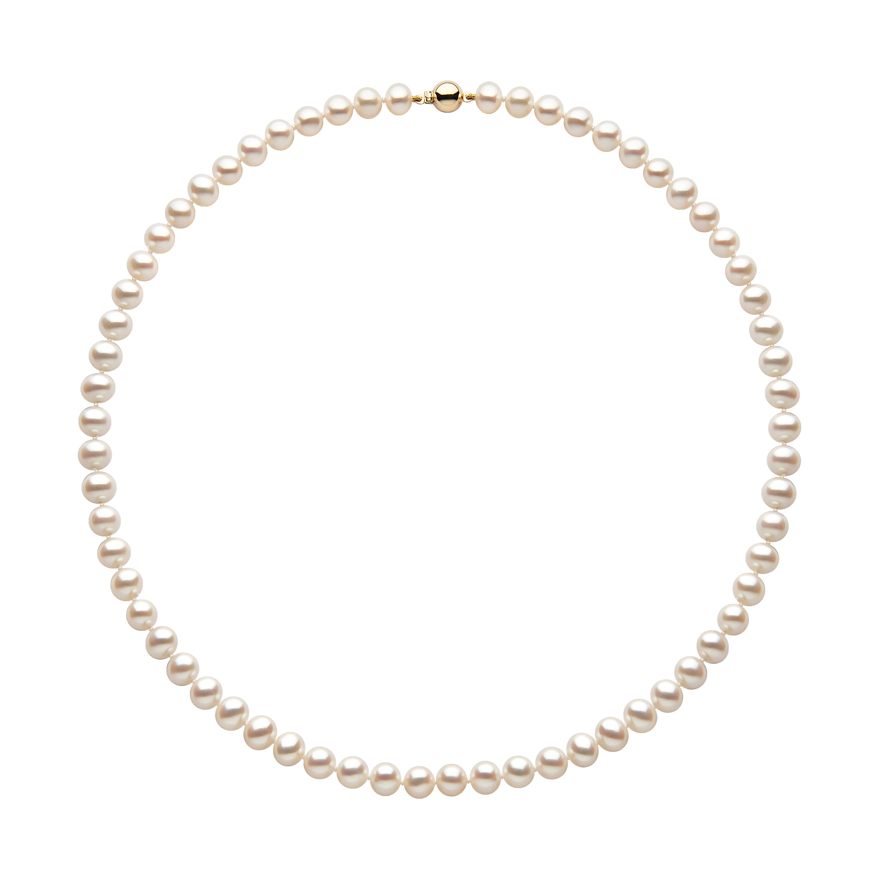 6.5-7.0mm Cultured Freshwater Pearl Necklace with 9ct Yellow Gold Ball Clasp