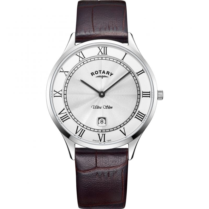 Gents Ultra Slim black leather strap