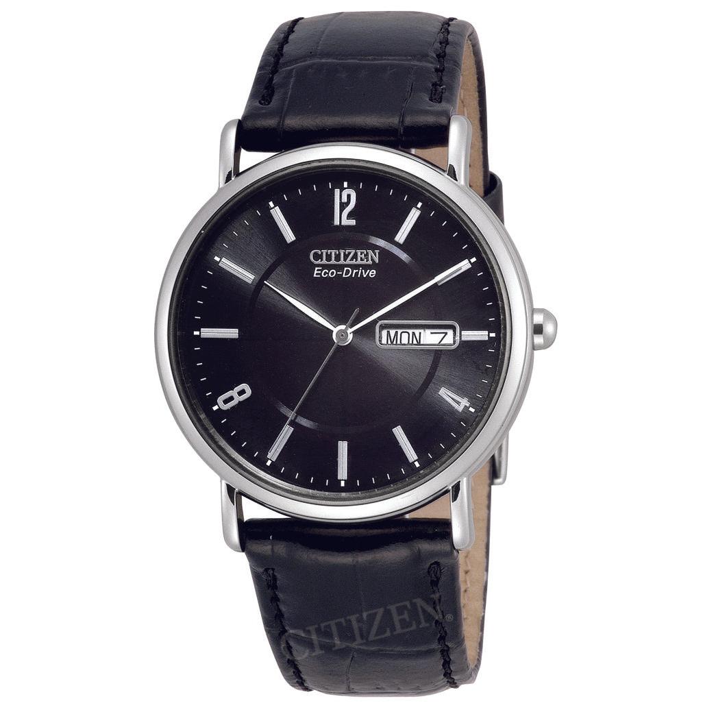 Eco-Drive Men's Black dial and leathe Strap watch