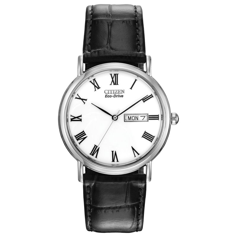 Eco-Drive Men's Black leather strap