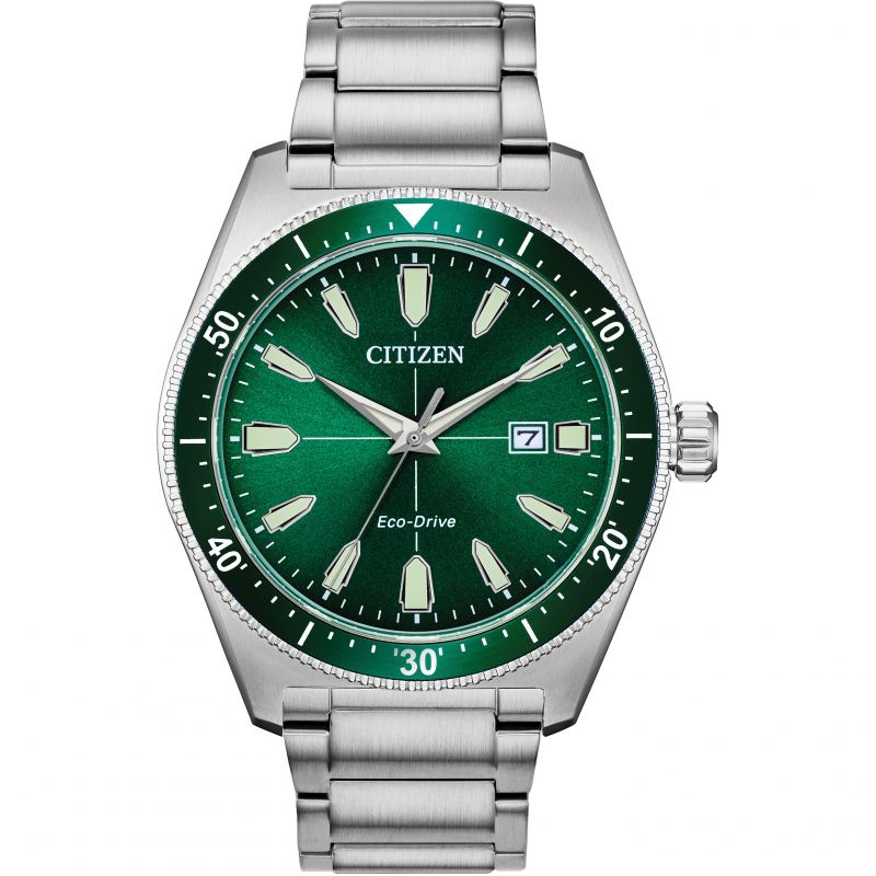 Eco-Drive Sports green dial bracelet watch