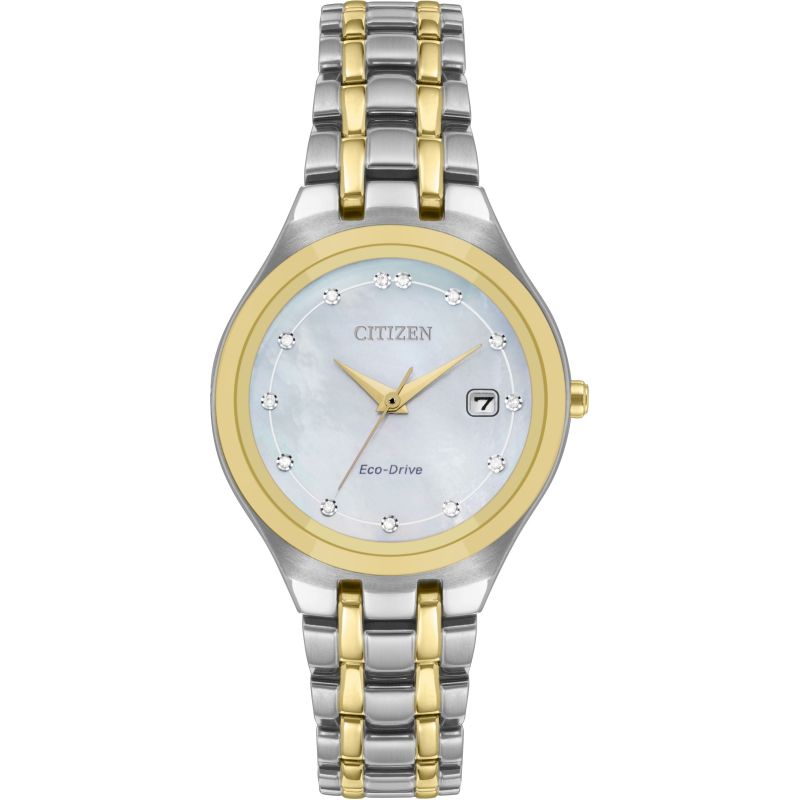 Silhouette Diamond stainless steel and yellow gold PVD-plated case mother-of-pearl diamond set dial