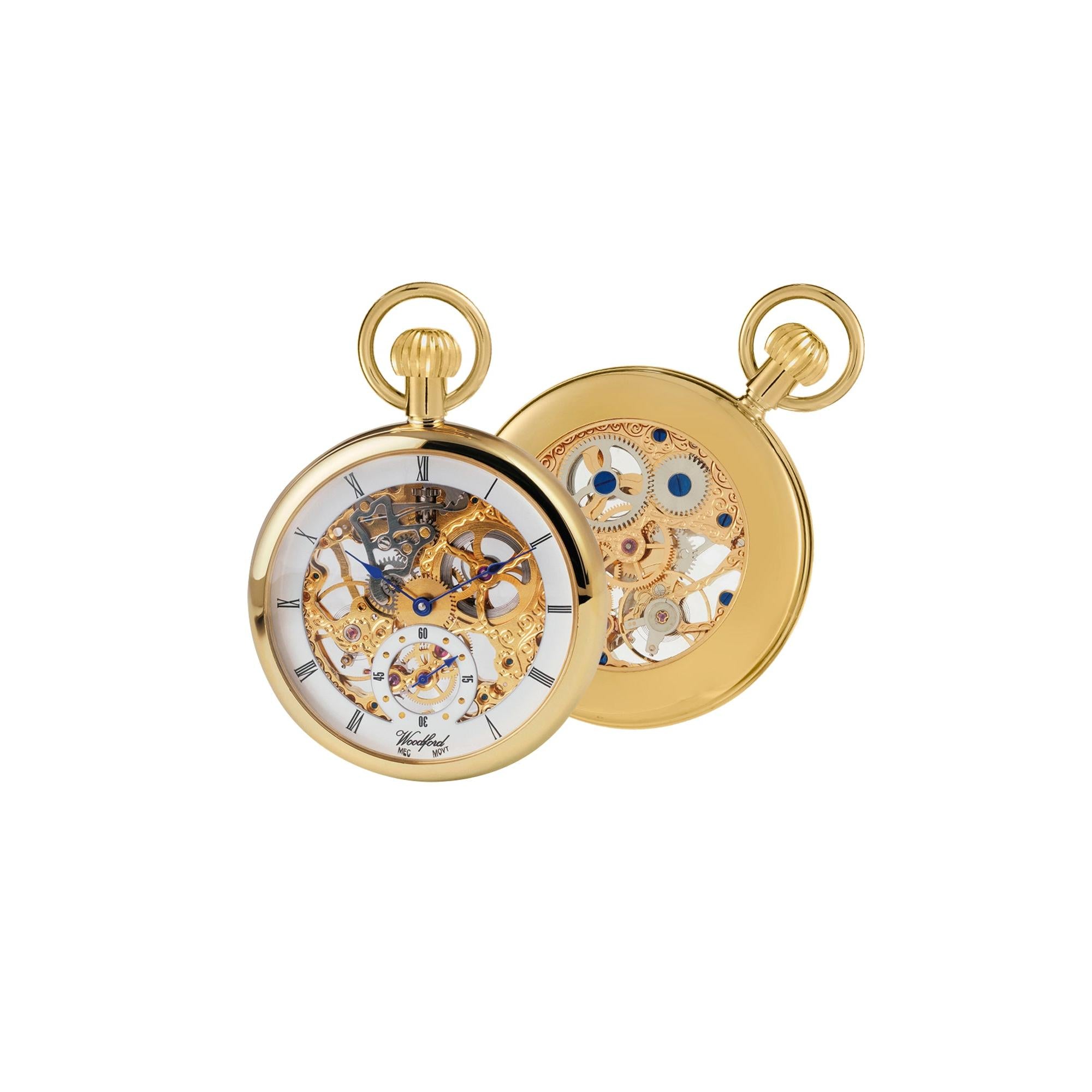 Gold Plated Mechanical Pocket Watch & Chain