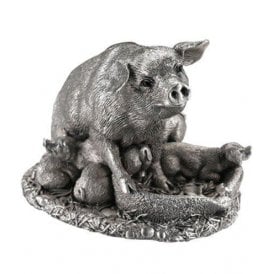 3.25' Silver Pig with Piglets