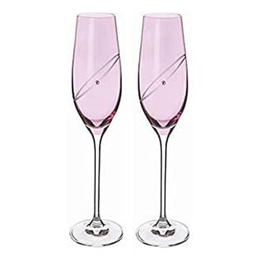 Dartington Crystal Pair of Ruby Champagne Flutes