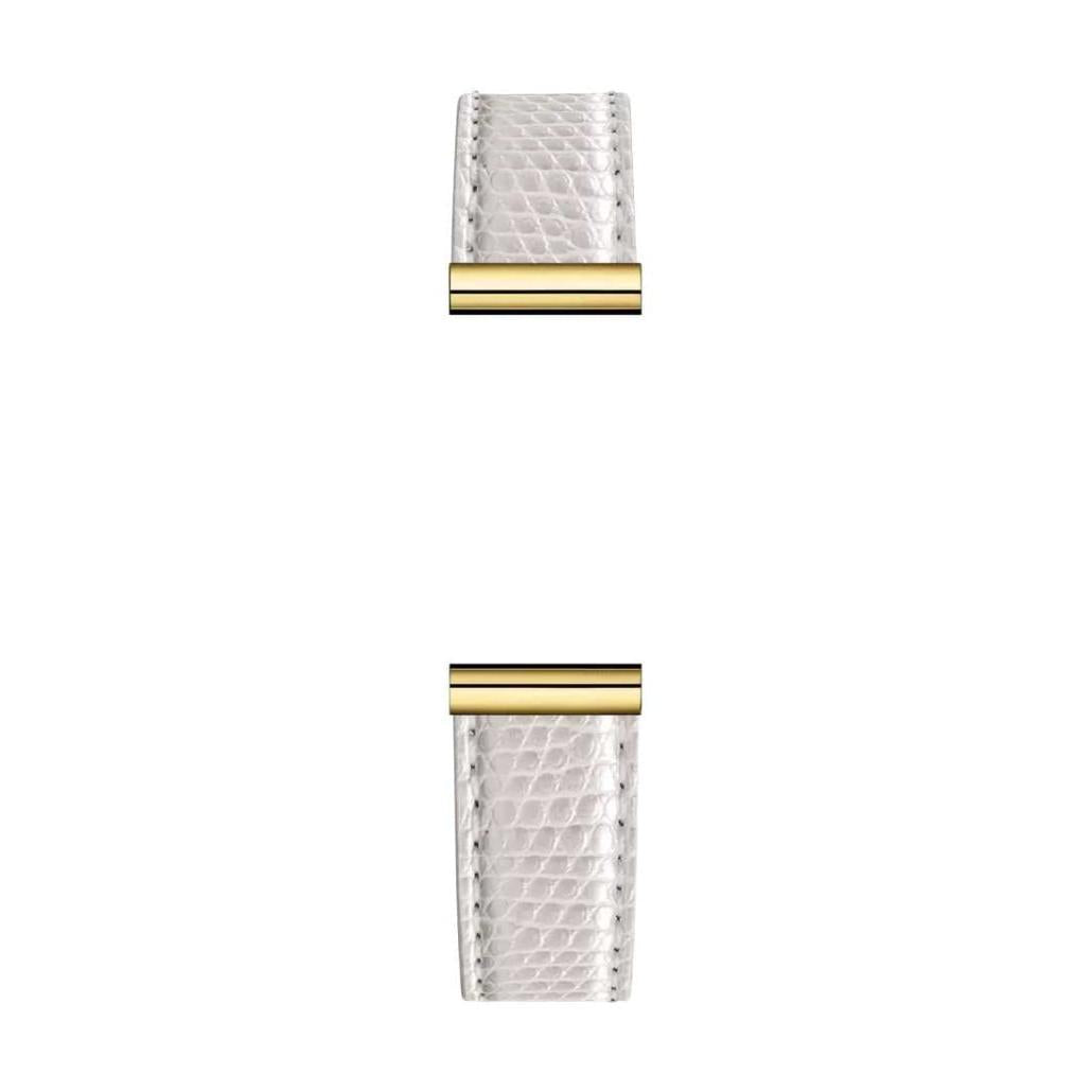 Antarès Interchangeable Watch Strap – Lizard Textured White Leather / Gold PVD