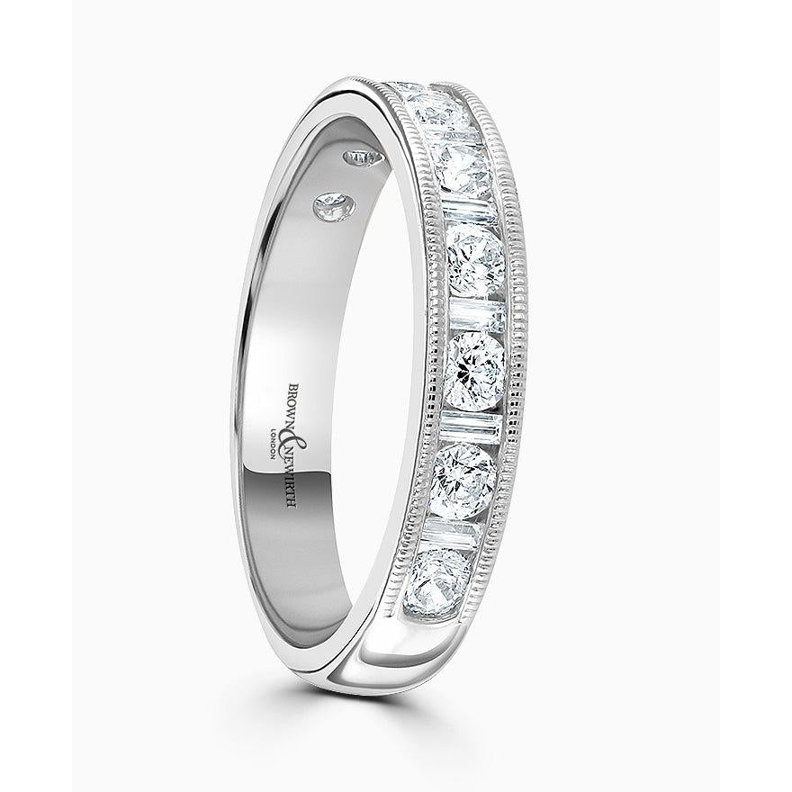 Platinum 950 ring set with 0.8ct diamonds (3.60mm width)