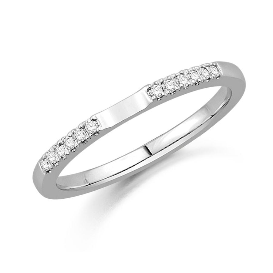 Brown & Newirth-0.08ct 12-Round Brilliant Cut Diamond Cut-Out 18ct White Gold Wedding Band-Dipples Jewellers