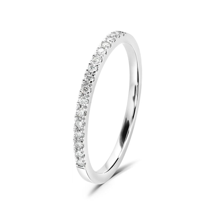 Brown & Newirth-0.11ct Roudn Brilliant Cut Diamond 18ct White Gold Half Eternity Ring-Dipples Jewellers