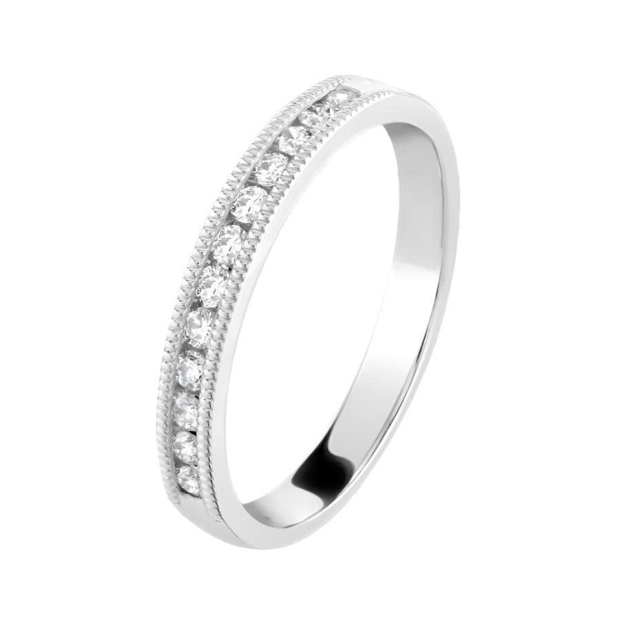 Brown & Newirth-0.20ct Round Brilliant Cut Diamond Beaded Edge Channel Set Half Eternity 18ct White Gold Ring-Dipples Jewellers