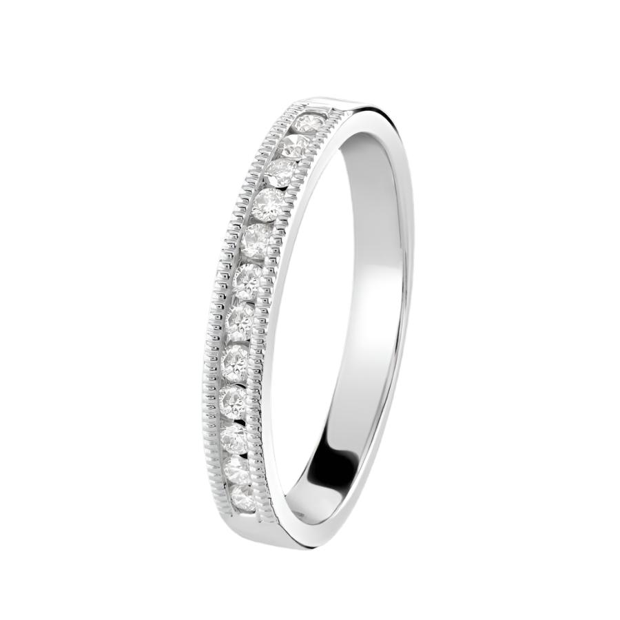 Brown & Newirth-0.20ct Round Brilliant Cut Diamond Beaded Edged Channel Set Half Eternity Platinum Band-Dipples Jewellers