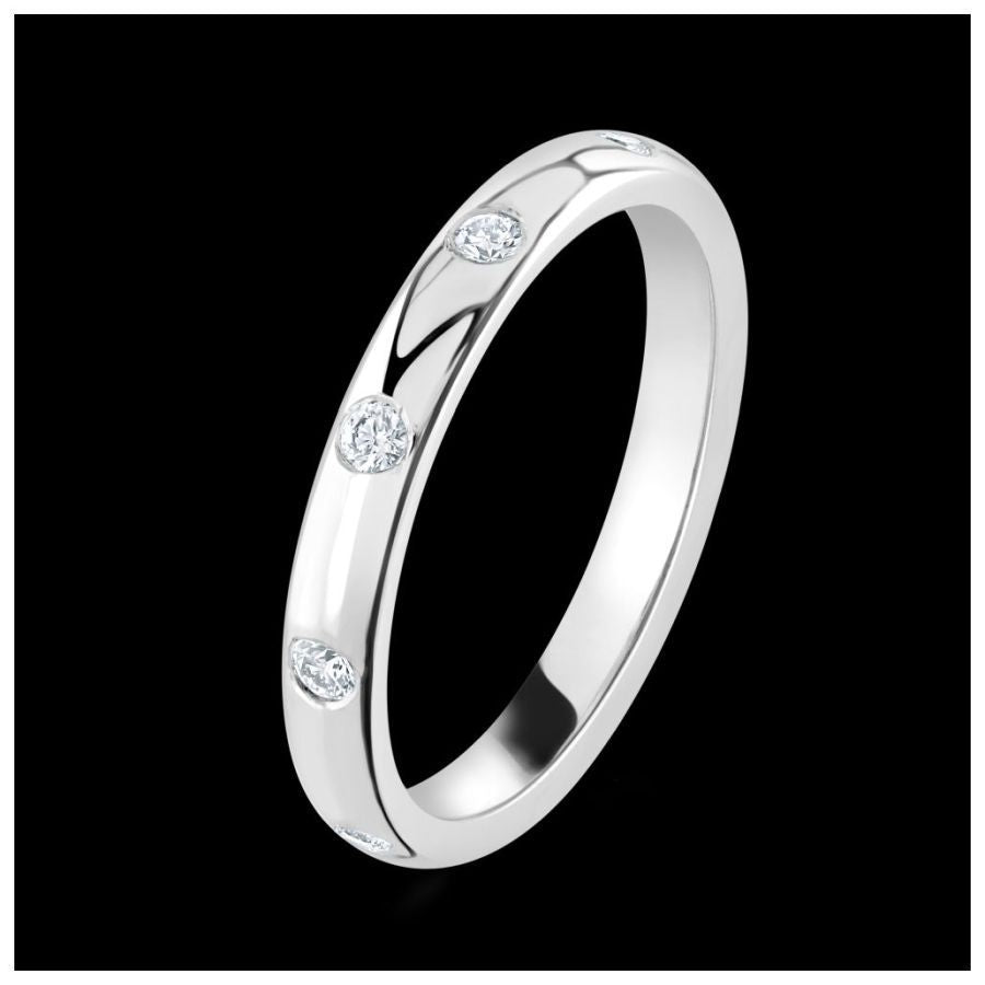 Brown & Newirth-18ct White Gold 5 Diam 0.15 Crt Band-Dipples Jewellers