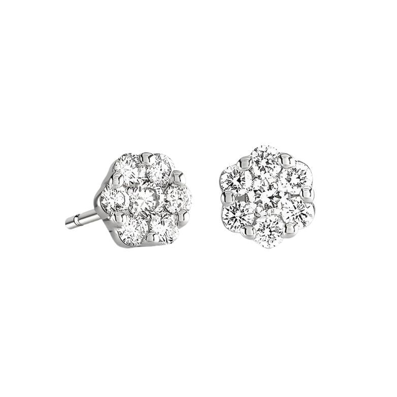 Brown & Newirth-18ct white gold 7 diamond cluster stud earrings 0.50ct-Dipples Jewellers