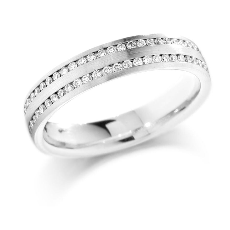 Brown & Newirth-18ct White Gold Channel Set Round Brilliant Cut Diamond 2-Row Eternity Band-Dipples Jewellers