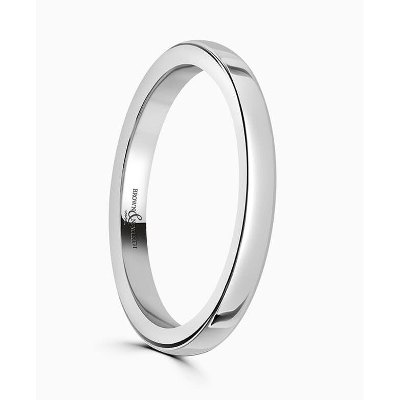 Brown & Newirth-18ct white gold Classic Court Wedding Ring heavy guage 2mm width-Dipples Jewellers