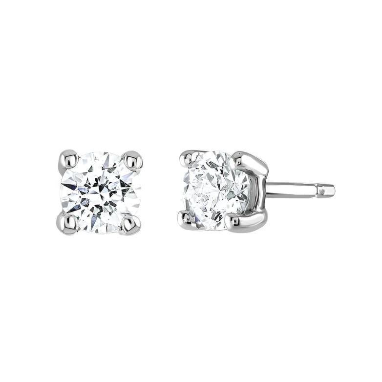 Brown & Newirth-18ct white gold Solitaire Diamond stud earrings 0.50ct-Dipples Jewellers