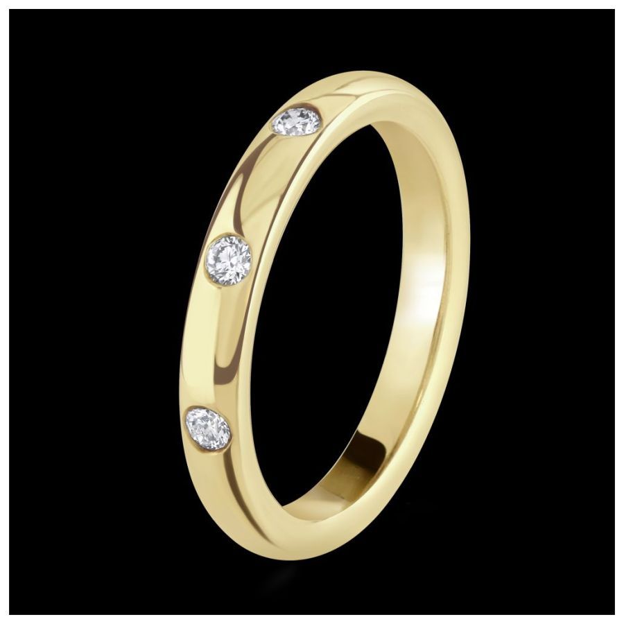 Brown & Newirth-18ct Yellow Gold 3 Diam 0.09 Crt Band-Dipples Jewellers