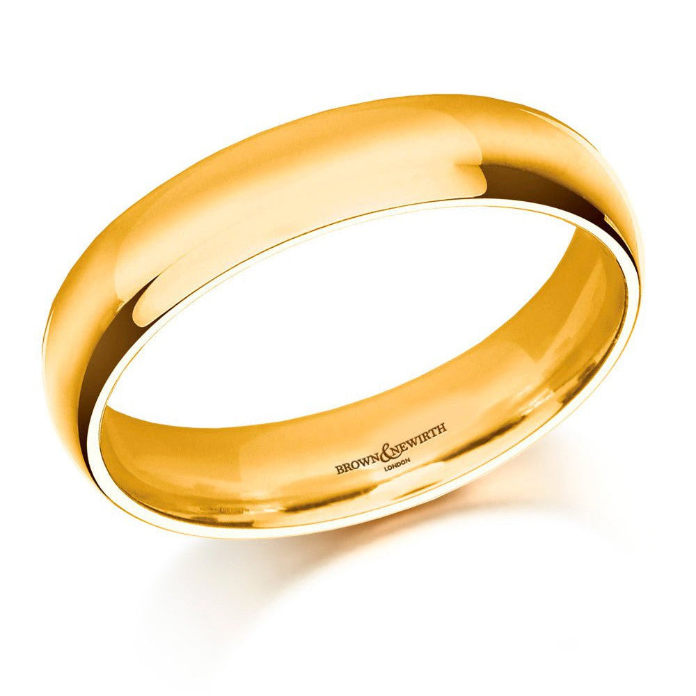 Brown & Newirth-18ct Yellow Gold 5mm Medium Court Plain Wedding Ring-Dipples Jewellers