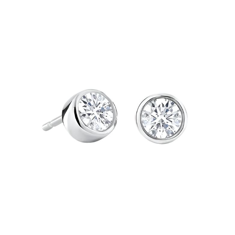 Brown & Newirth-9ct white gold rubover set single stone Diamond stud earrings 0.15ct-Dipples Jewellers