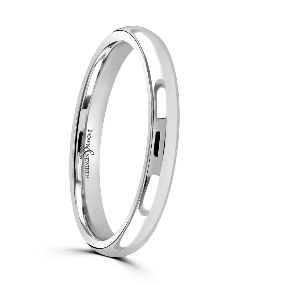 Brown & Newirth-Platinum 2.5mm Medium Court Wedding Band-Dipples Jewellers