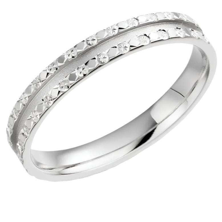 Brown & Newirth-Platinum 3mm Diamond Cut Court Wedding Band, size N-Dipples Jewellers