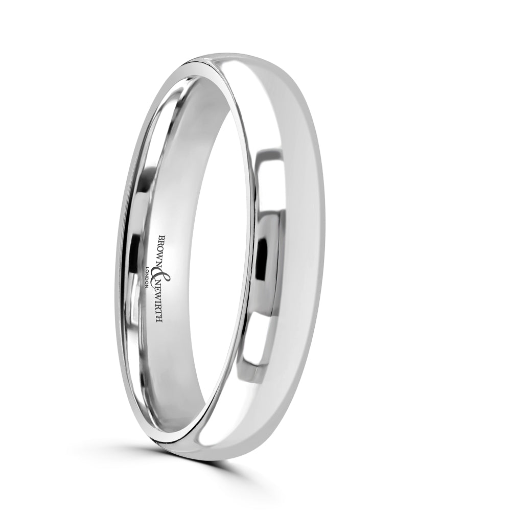 Brown & Newirth-Platinum 4mm Medium Court Wedding Band-Dipples Jewellers