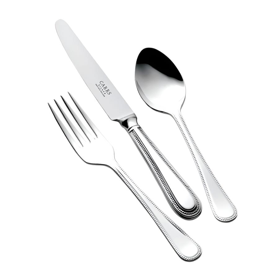 Carrs-Silver Beaded 3-Piece Child's Cutlery Set-Dipples Jewellers