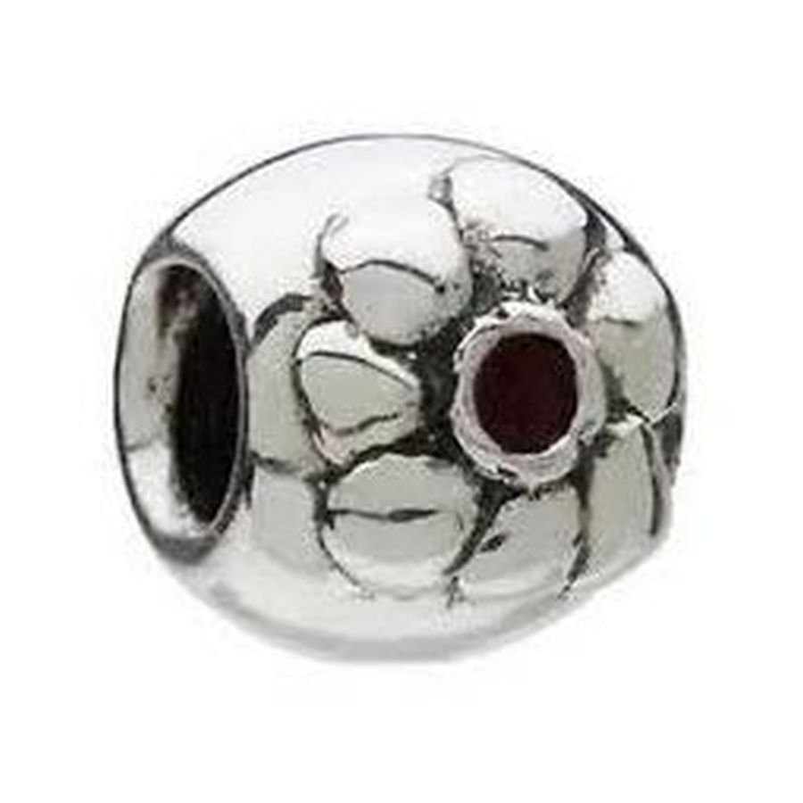 Chamilia-Silver Bead - Flower - Red CZ-Dipples Jewellers