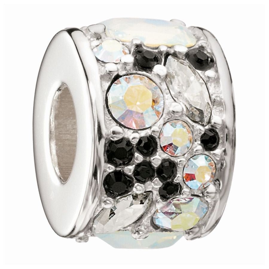 Chamilia-Silver bead - Mosaic - Black & white crystal-Dipples Jewellers