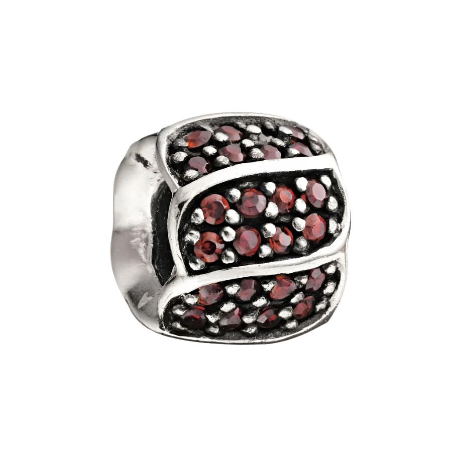 Chamilia-Silver Bead with Red CZ - Jewelled Petals-Dipples Jewellers