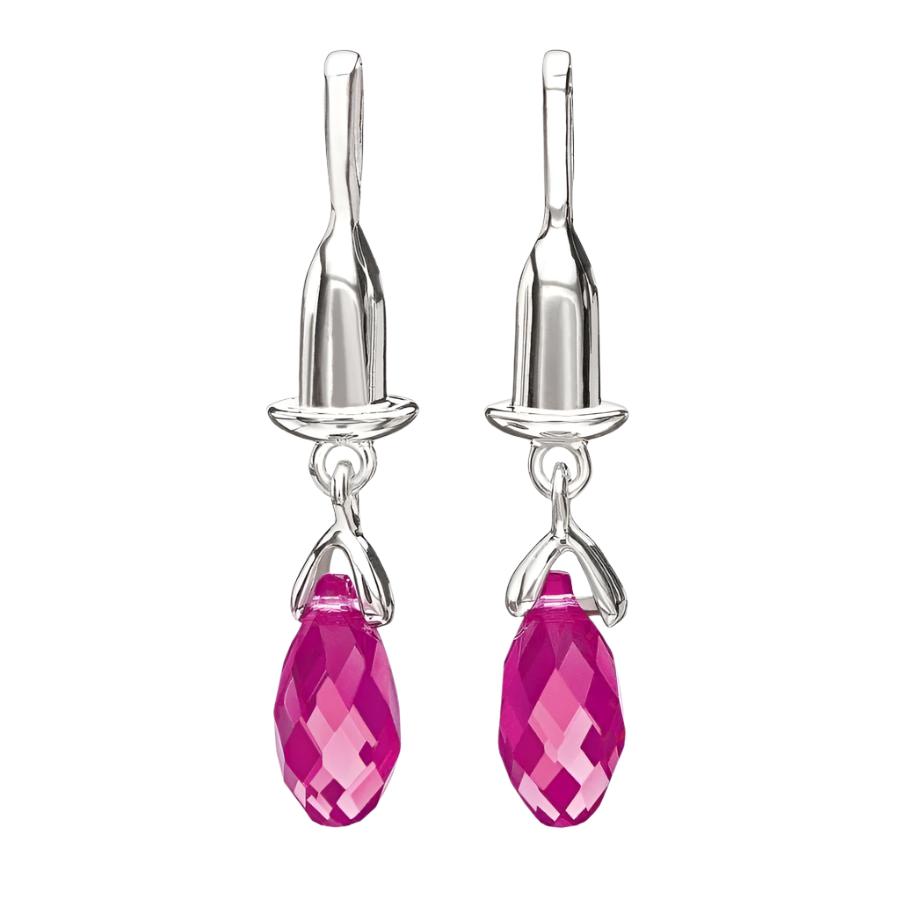 Chamilia-Silver Earring Bead Drop Charms - Fuchsia Briolette-Dipples Jewellers