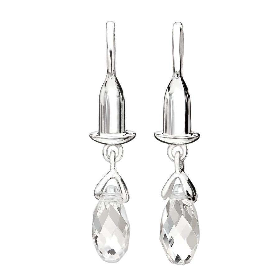 Chamilia-Silver Earring Bead Drops - Clear Briolette-Dipples Jewellers