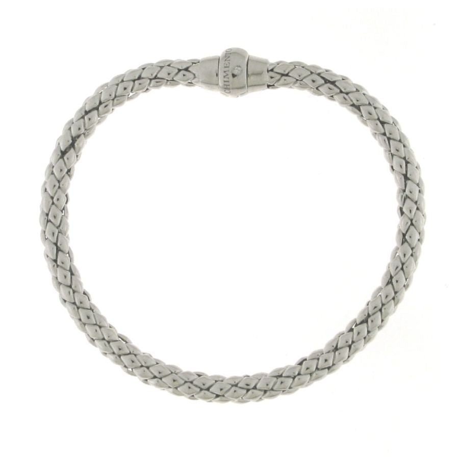 Chimento-18ct White Gold Stretch Classic Bangle with Diamond Set Clasp-Dipples Jewellers