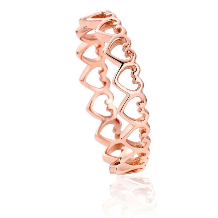 Clogau-9ct Rose Gold Open Heart Stacking Ring-Dipples Jewellers