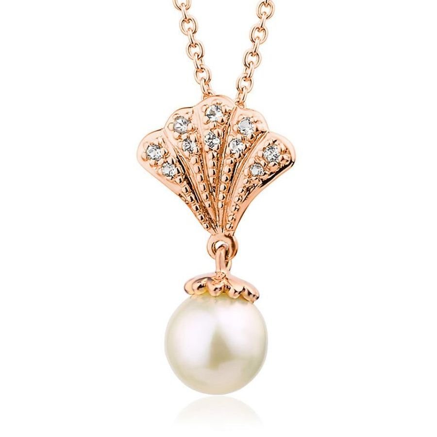 Clogau-9ct Rose Gold Windsor Cultured Pearl & White Topaz Set Pendant-Dipples Jewellers