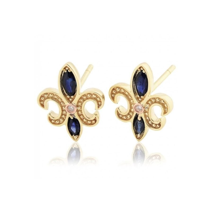 Clogau-9ct yellow and rose gold Bohemia Sapp+Dia Stud Earrings-Dipples Jewellers