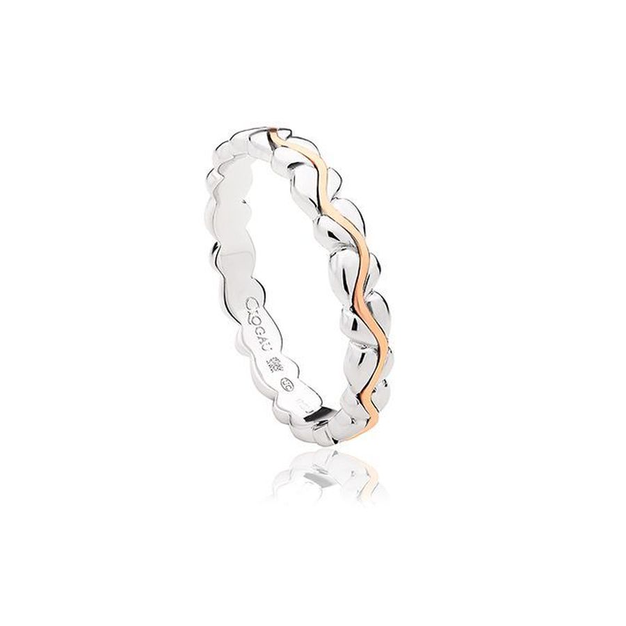 Clogau-Silver & 9ct Rose Gold Affinity Life Stacking Ring-Dipples Jewellers