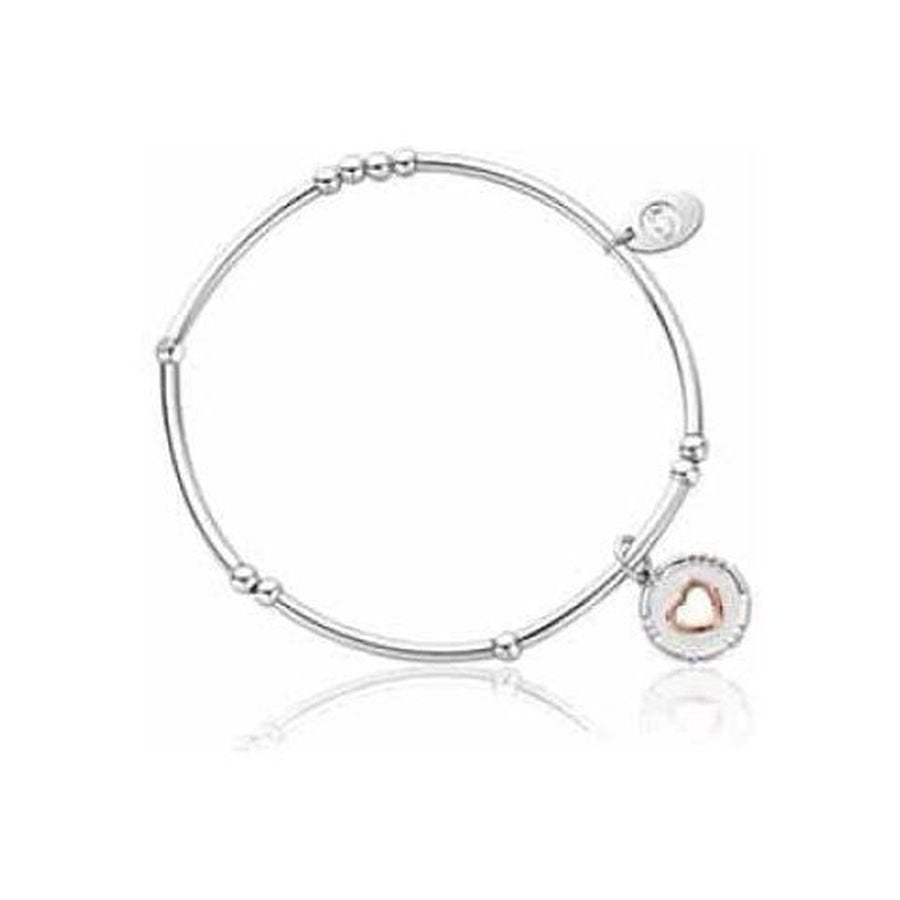 Clogau-Silver & 9ct Rose Gold Cariad Morse Code Beaded Stretch Bracelet-Dipples Jewellers