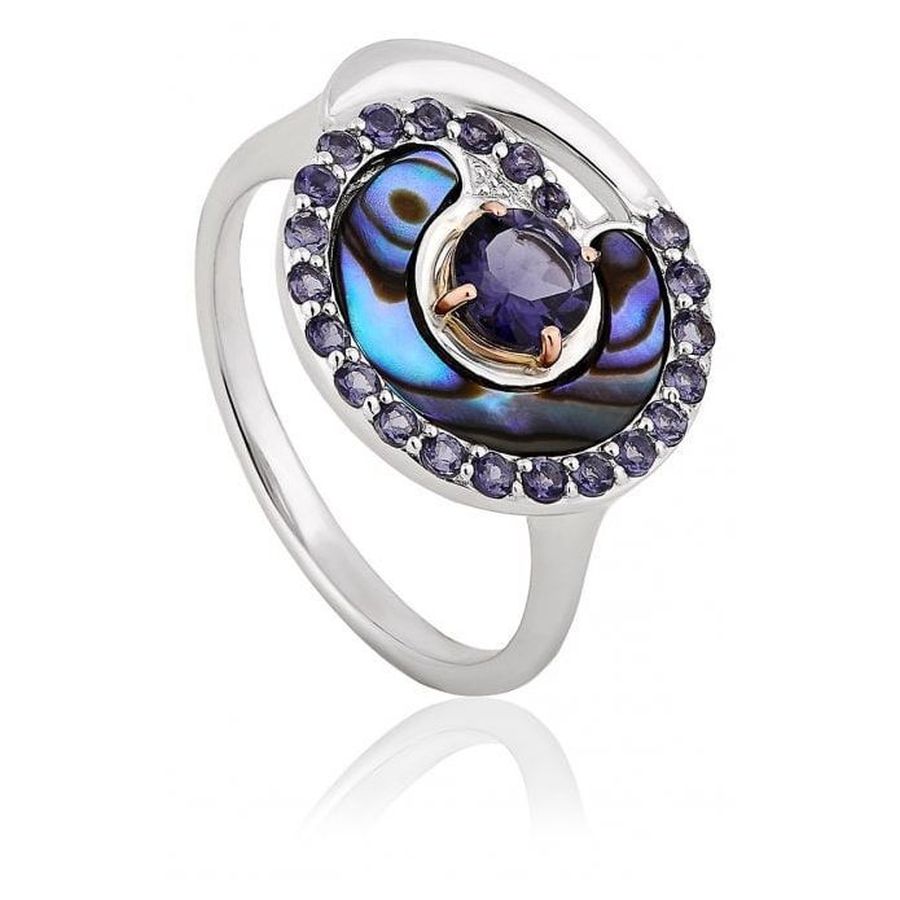Clogau-Silver and 9ct Rose Gold Ebb & Flow Iolite Ring-Dipples Jewellers